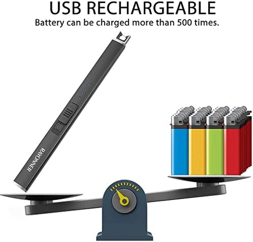 Rechargeable Electric Candle Lighter for Deep Jars Windproof & Flameless Arc Lighter for Home Decor, Aromatherapy Christmas Stocking Stuffers Gifts