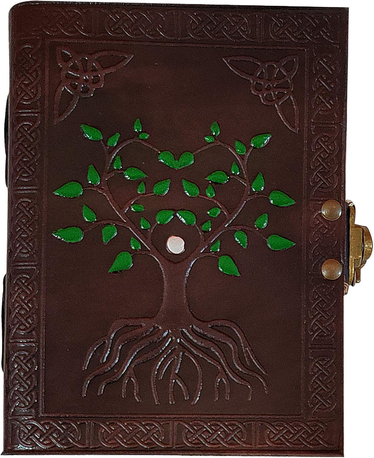 Hand Painted Tree of Life Leather Journal Diary Notebook Men Women Small Gift for Him Her